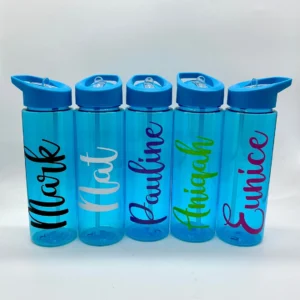 Colourful Water Bottle with Swirly Font