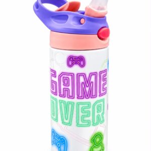 Personalised Game Over Water Bottle - 12oz Gaming Bottle with Name