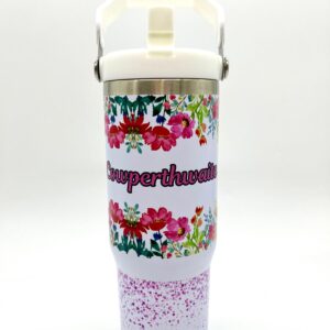 30oz Swing Lid Tumbler - Flower Design 1